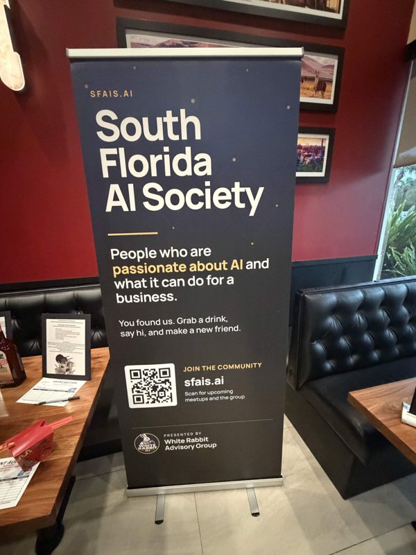 The South Florida AI Society welcome banner.